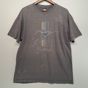 Vintage Ford Mustang Shirt Mens Large L Grey Thrashed Stained Trau & Loevner